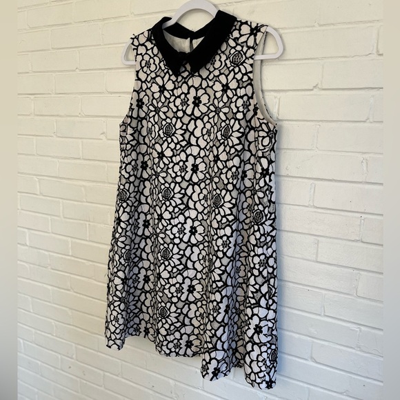 Nanette Lepore Black and White Lace Collared Shift Dress, SZ 12 EUC - Picture 2 of 8